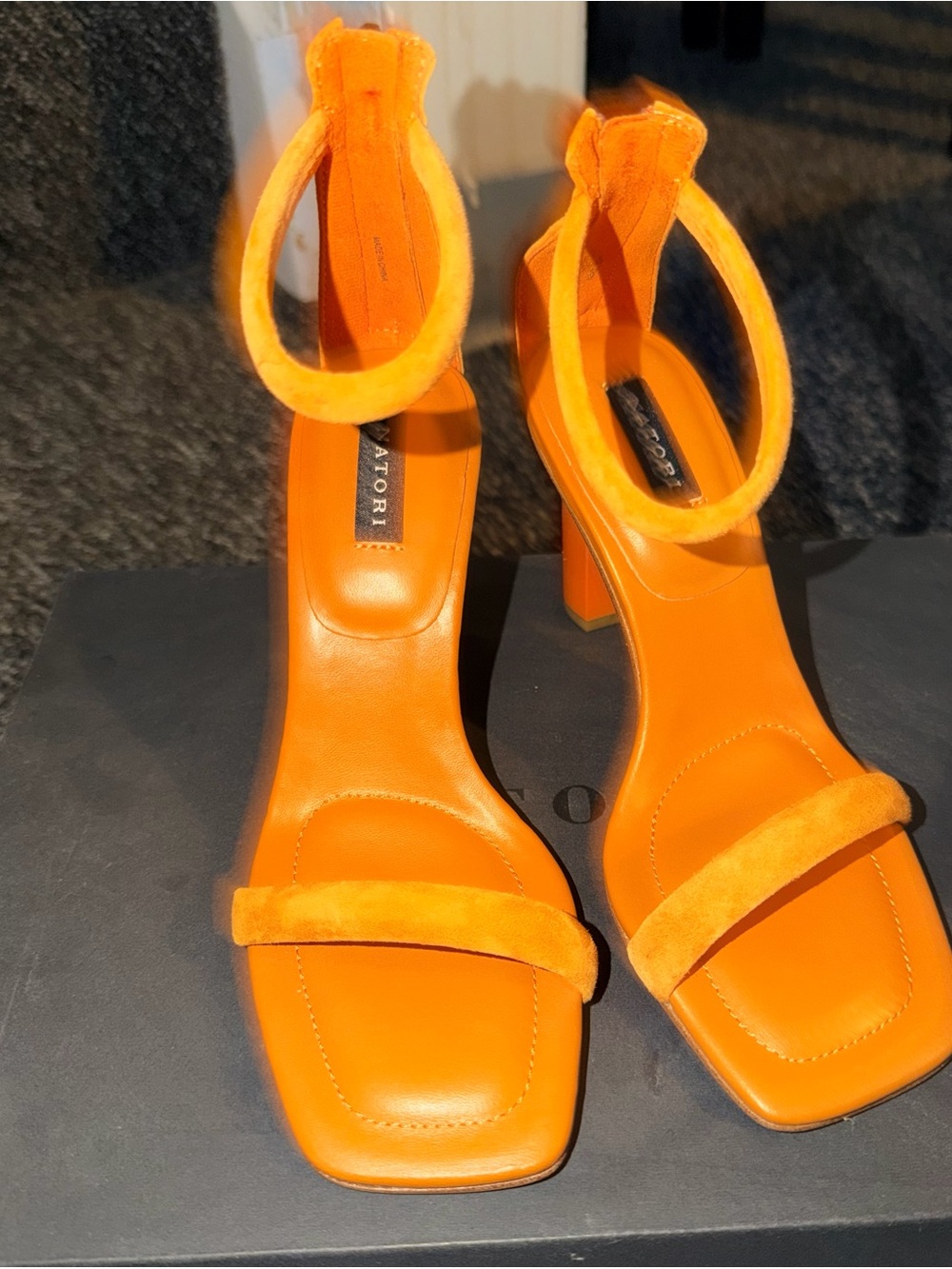 Natori Glow Suede Ankle-Cuff Heel Sandals Color-Desert Sun